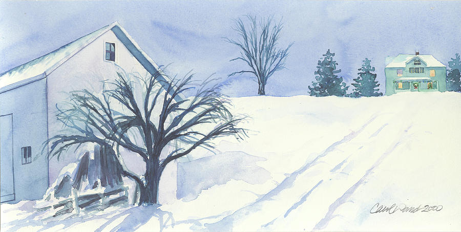 Country Home In Winter Painting