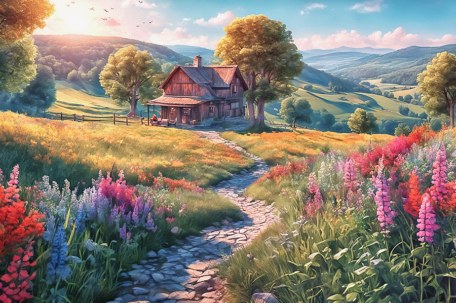 Nature Digital Art - Country Home by Manjik Pictures