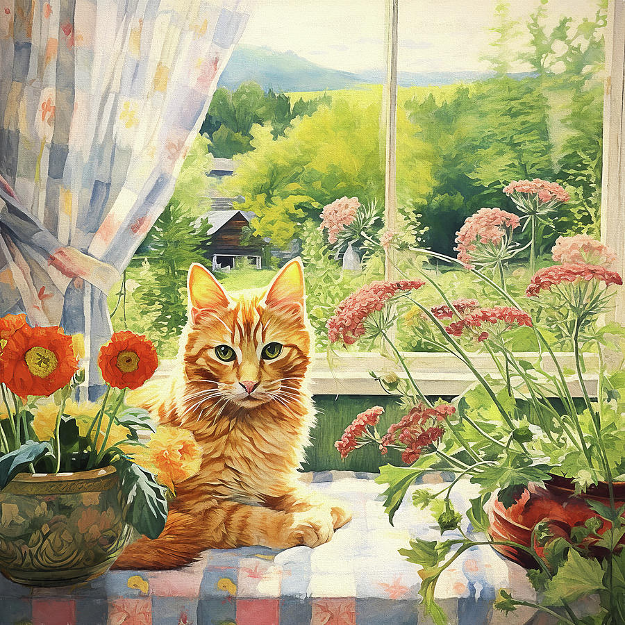 Freddie the Ginger Cat Digital Art by Peggy Collins