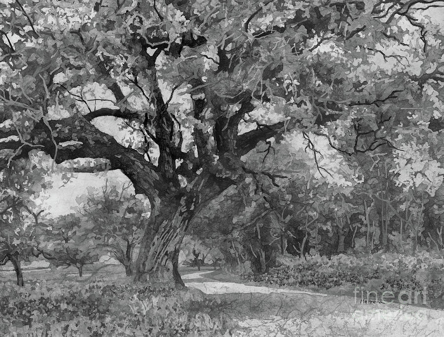 Country Lane In Black And White Painting