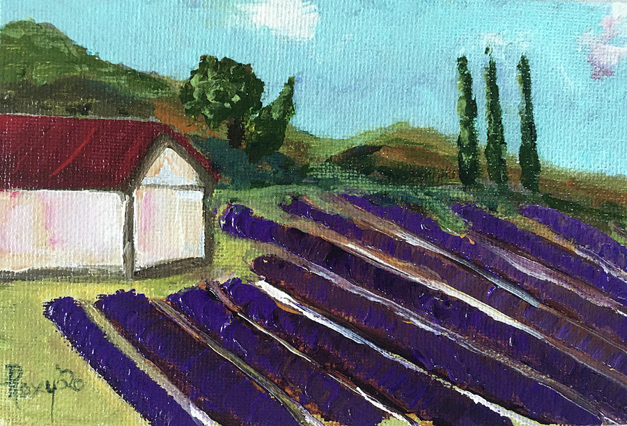 Country Lavender Farm 2 Painting by Roxy Rich