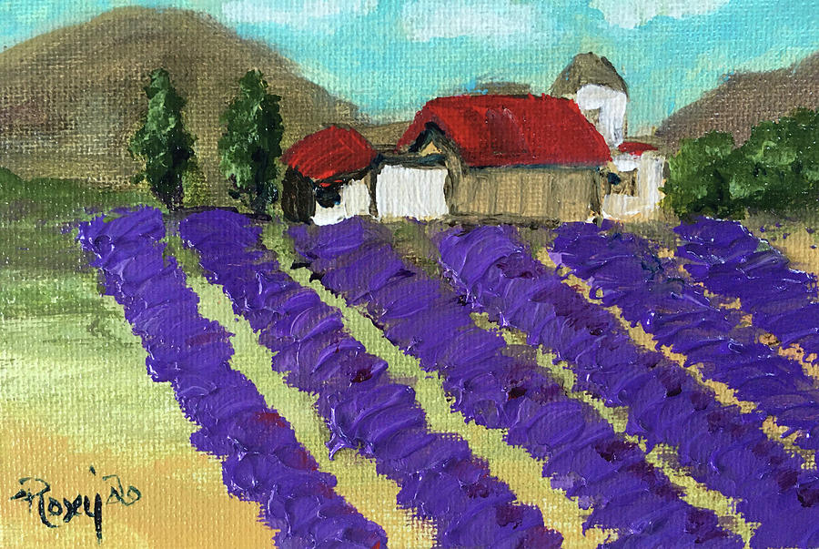 Country Lavender Farm Painting by Roxy Rich