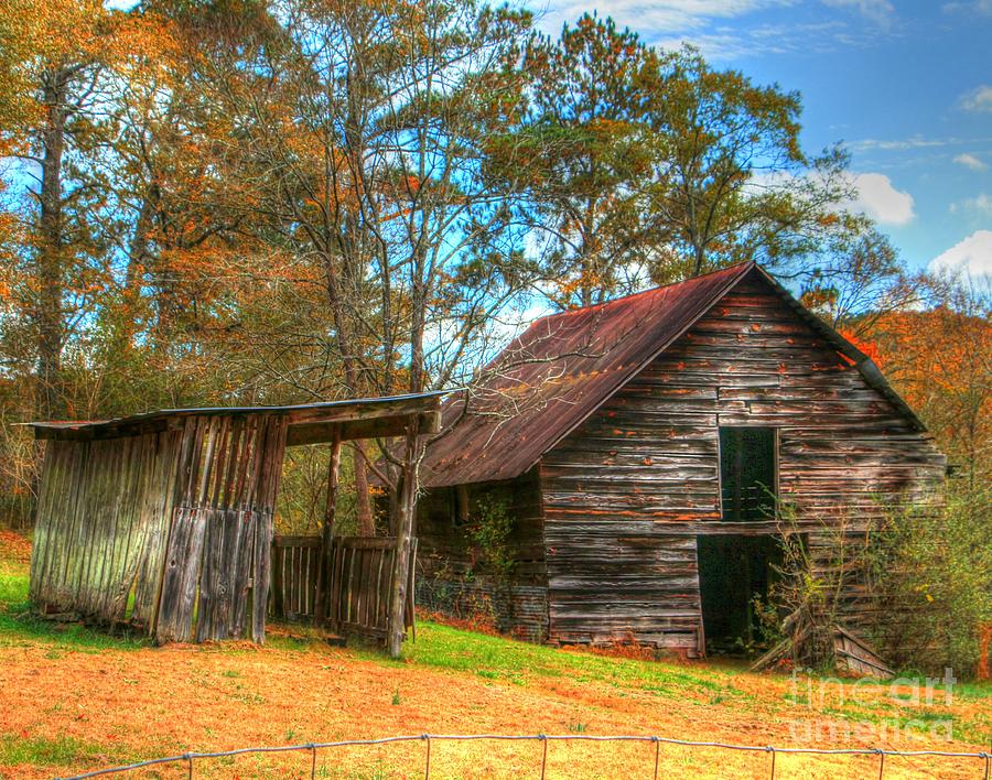 Architecture Photograph - Country life Rustic life at Georgia Haralson Mill Covered Bridge area by Charlene Cox