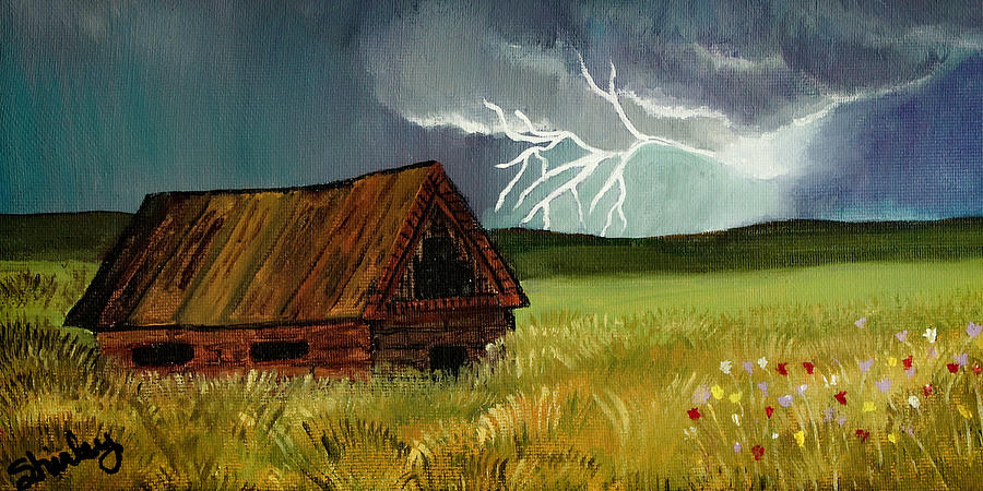 Country Lightning Painting by Shirley Dutchkowski