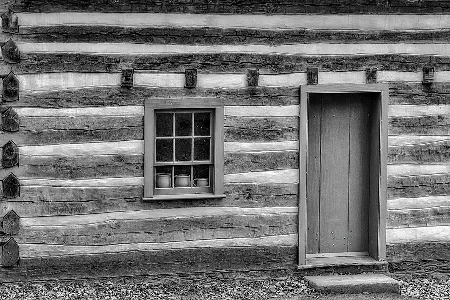 Country Log Cabin BW Photograph by Susan Candelario