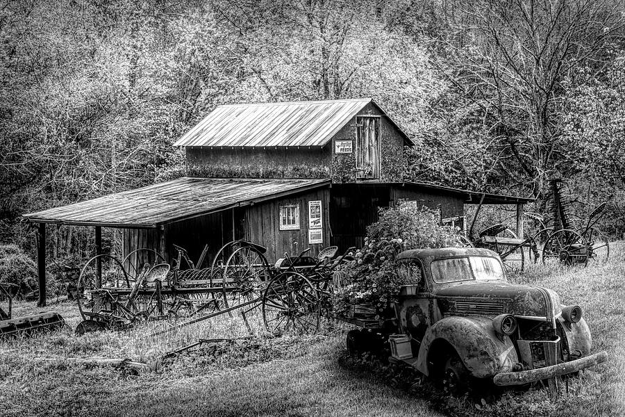 Country Memories Black and White  Photograph by Debra and Dave Vanderlaan