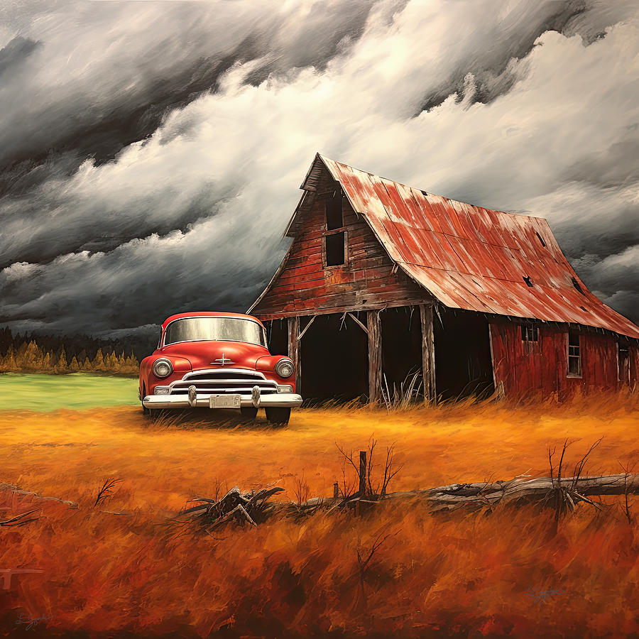 Country Moments - Farm Scenes Art Painting by Lourry Legarde