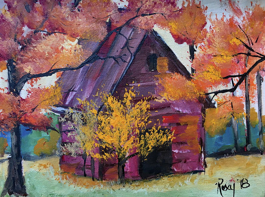 Country Red Barn  Painting by Roxy Rich