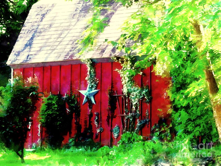 Barn Photograph - Country Red Barn Star by Janine Riley