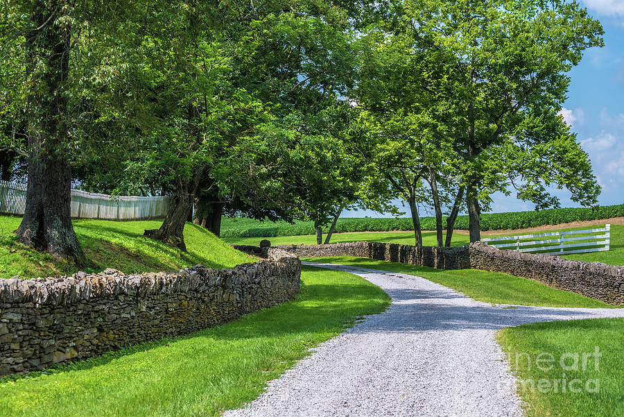 Country Road and Stone Wall - Shakertown - Kentucky  Photograph by Gary Whitton