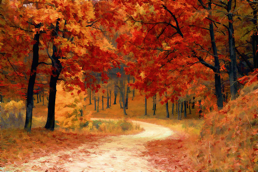 Country Road in Autumn - DWP1072821 Painting by Dean Wittle - Fine Art ...