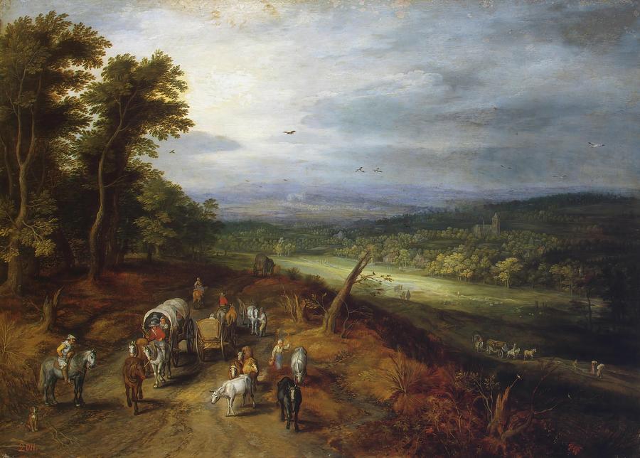 Country Road. Painting by Jan Brueghel I -de Fluweelen Brueghel-