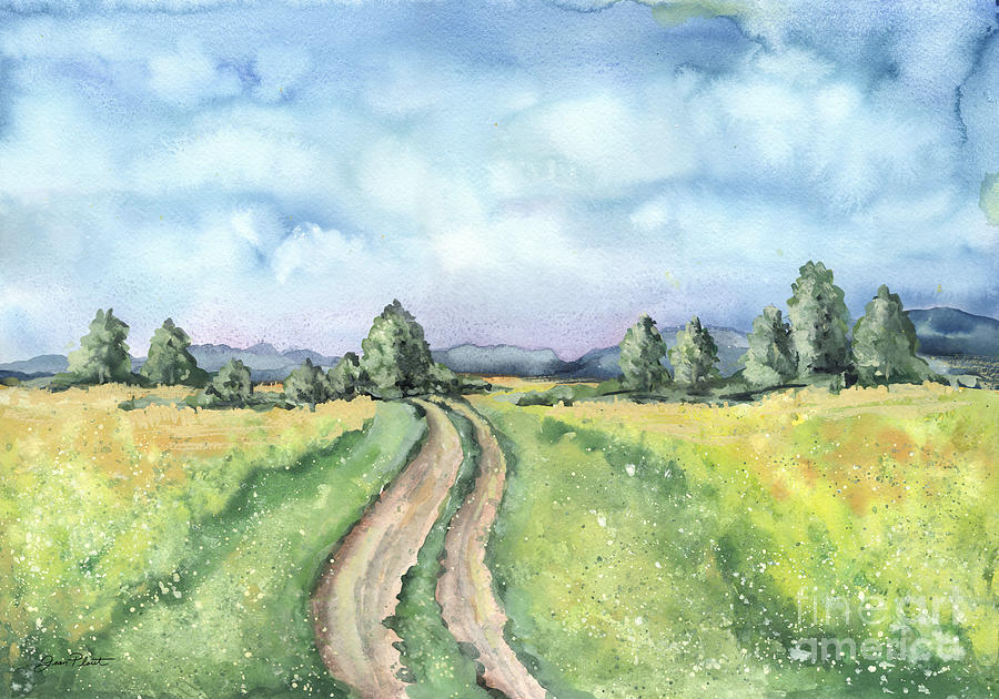 Country Road Landscape Painting by Jean Plout