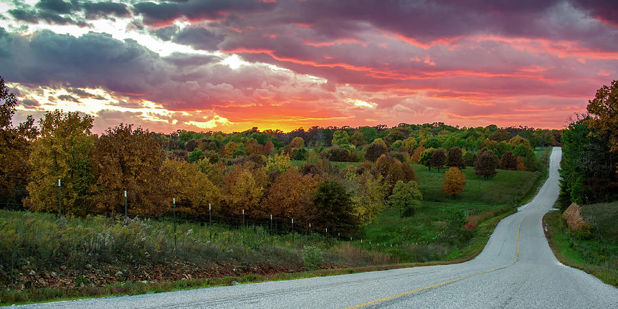 America Photograph - Country Road Sunset Panorama by Gregory Ballos