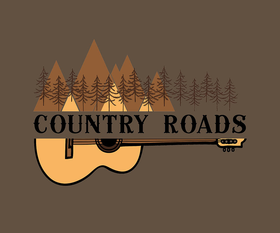 Country Roads Music Guitar Mountains Nature Nashville Digital Art by Aaron Geraud
