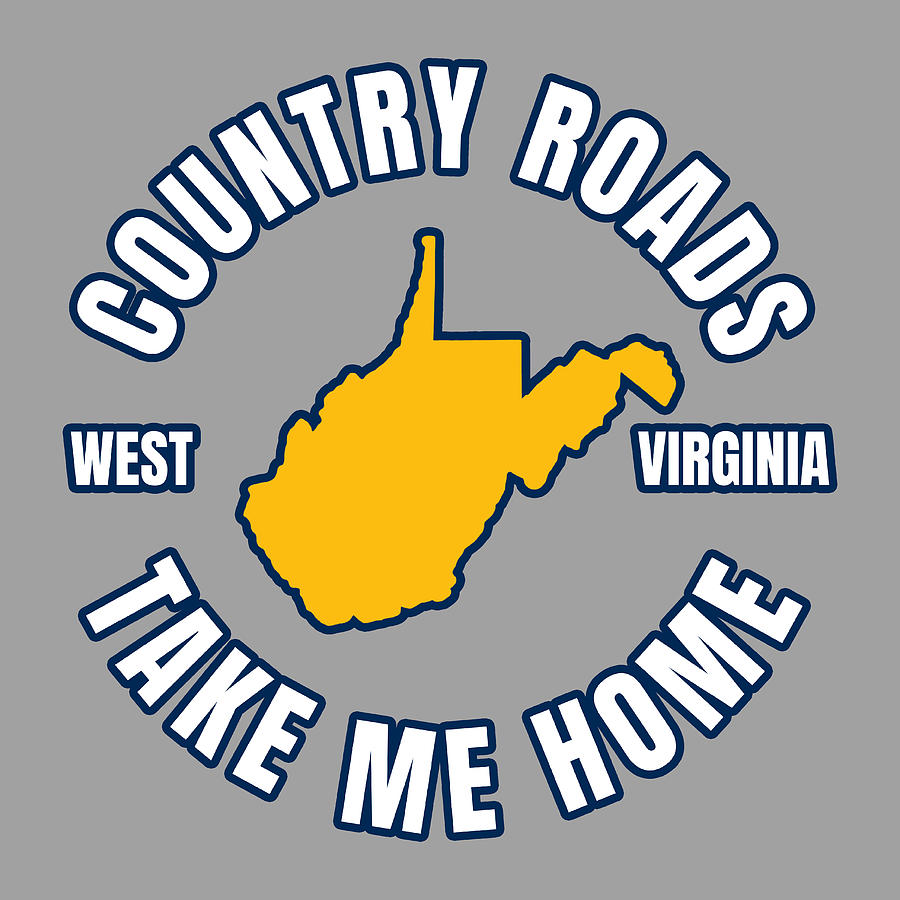 Country Roads West Virginia State Map WV Digital Art by Aaron Geraud