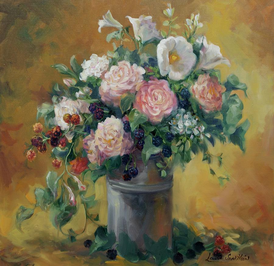 Nature Painting - Country Roses by Laurie Snow Hein