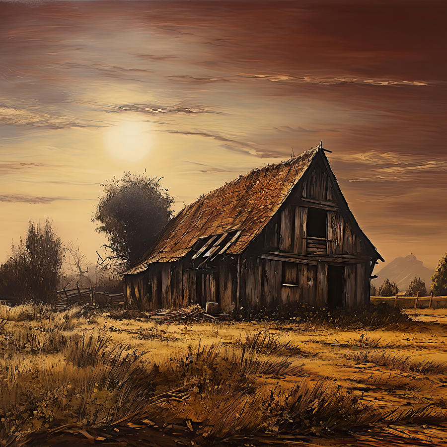 Country Shack Under the Moon Painting by Lourry Legarde