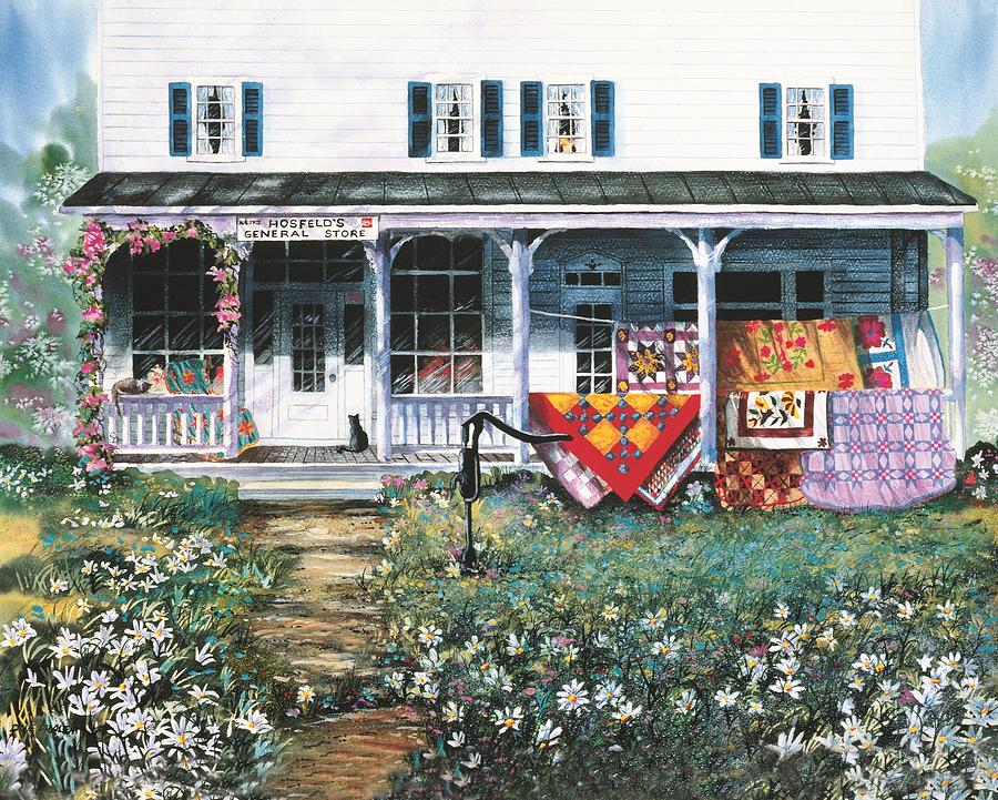 Country Store Quilts Painting by Diane Phalen