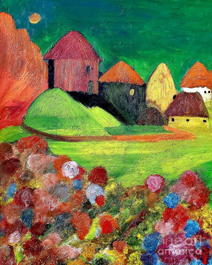 Country Village In Bosnia Painting