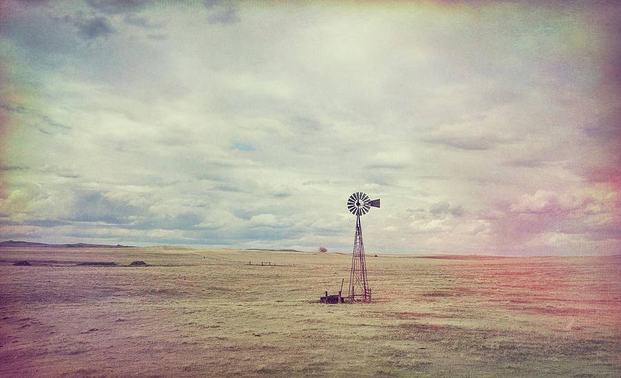 Country Windmill Textured Photograph by Dan Sproul