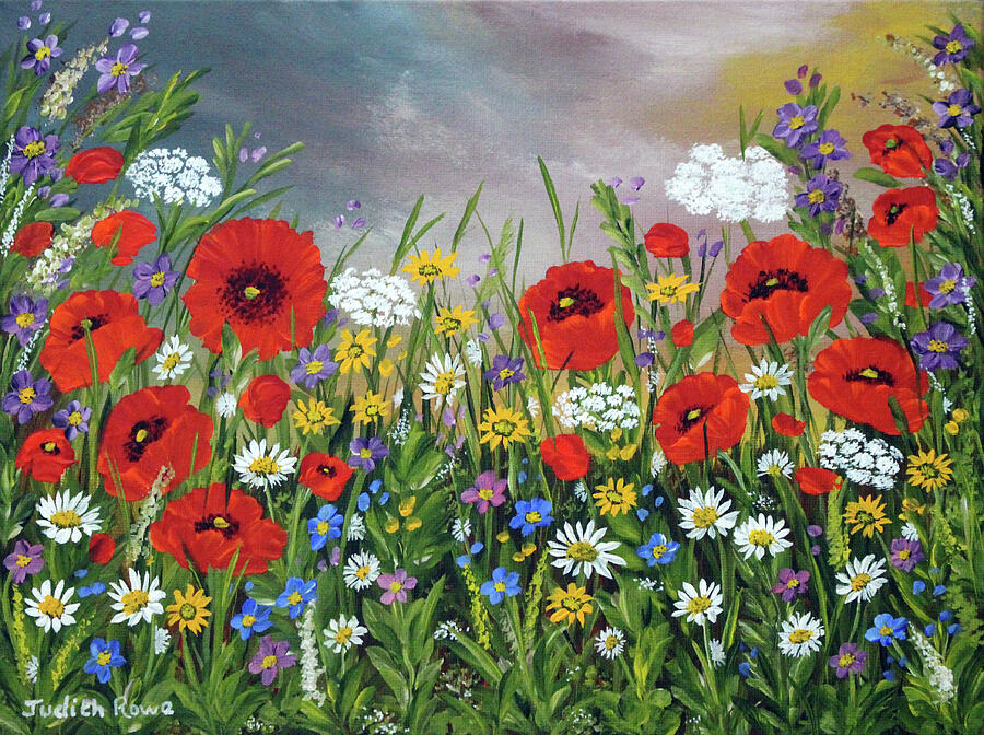 Countryside Meadow Painting by Judith Rowe