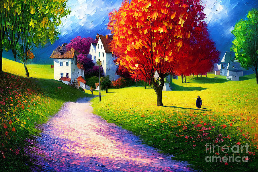 Countryside Village On The Hill On The Verge Of Fall 20221116d Mixed Media by Wingsdomain Art and Photography
