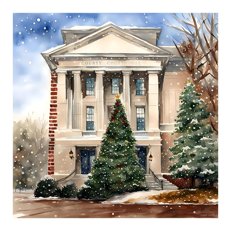 County Courthouse Christmas 2 Digital Art by Greg Joens