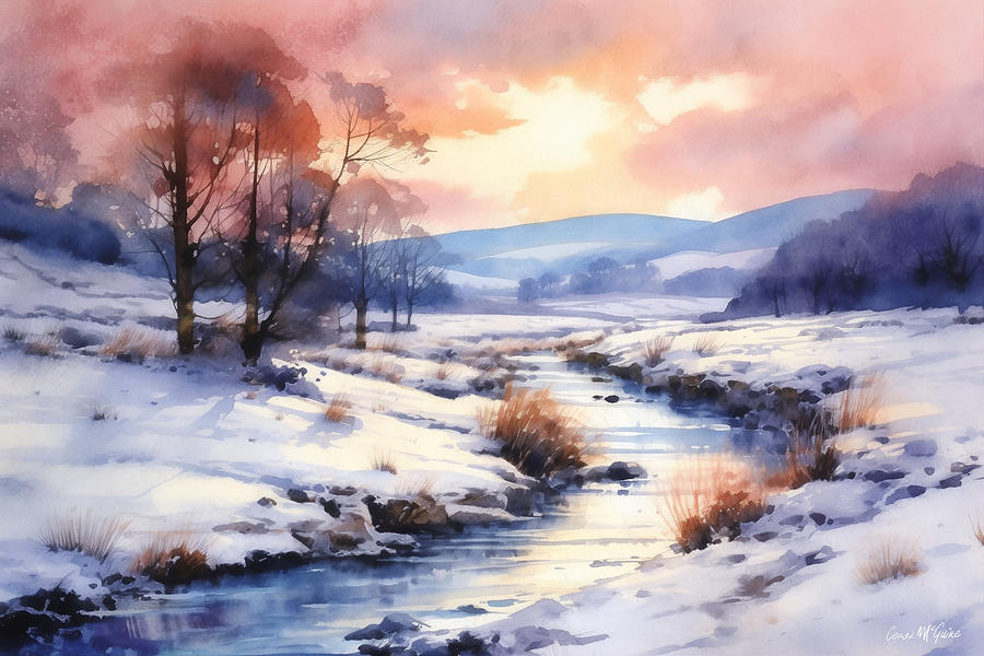 County Mayo Hills In Winter Snow Painting