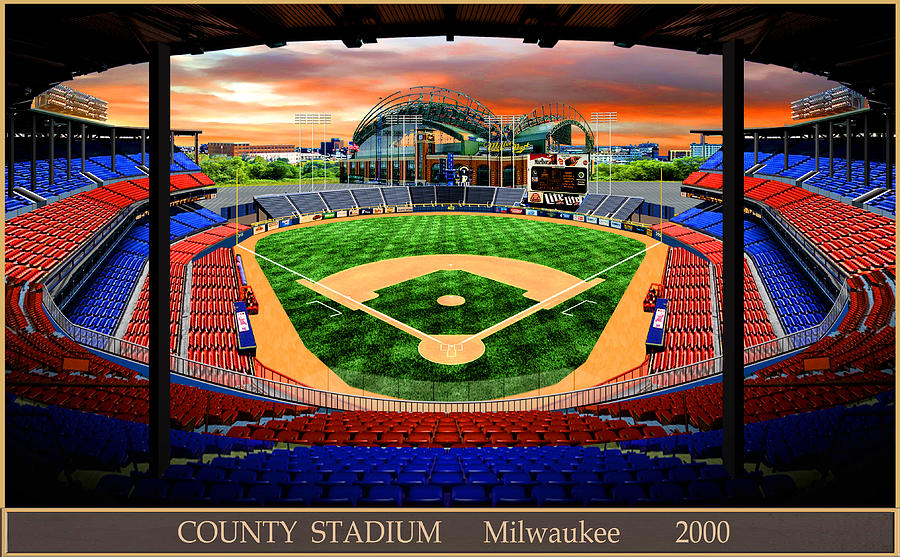 County Stadium 2000 Digital Art by Gary Grigsby - Pixels