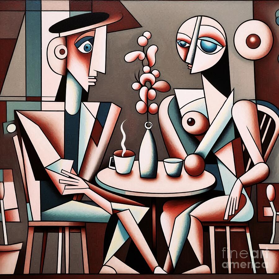 Couple at a French Cafe 3 Digital Art by Christina Fairhead Art and Merch