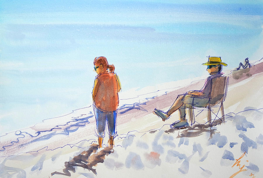 Couple at the beach  Painting by Mike Jory