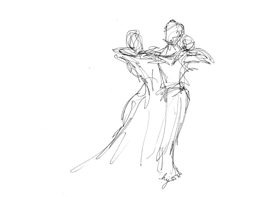 Premium Vector | Sketch of elegant couple dancing ballet