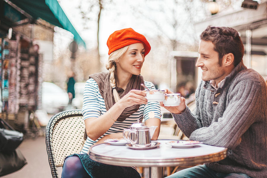 Couple having tea in cafe in Paris Photograph by Orbon Alija