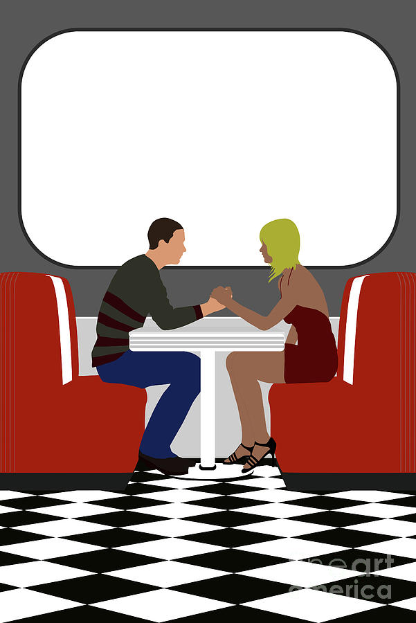 Couple in American Style Diner Digital Art by Clayton Bastiani