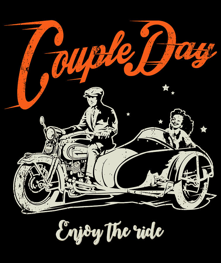 Couple in Motorcycle Sidecar Digital Art by Long Shot