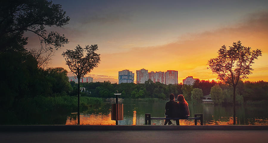 Couple Meets The Sunset Together Photograph