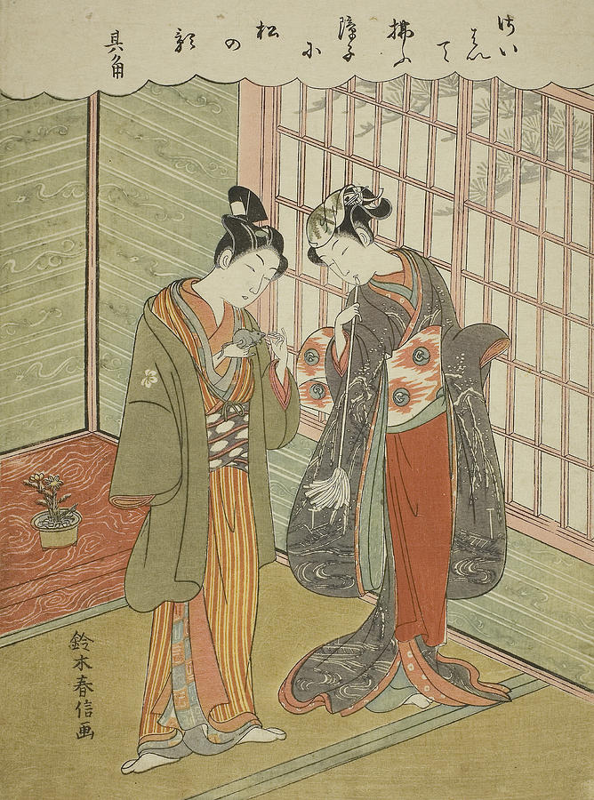 Couple with a Pet Mouse Relief by Suzuki Harunobu