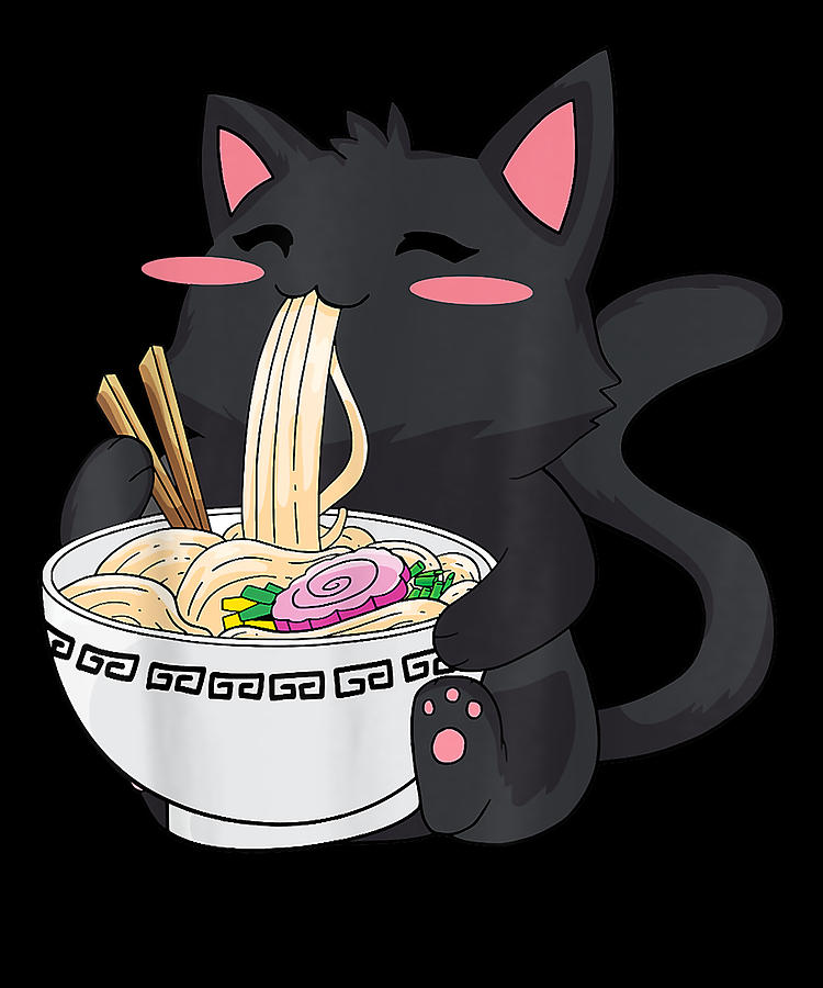 Courageous Cool Ramen Cat Bowl Kawaii Neko Anime Otaku Japanese Noodles Cute Fans Digital Art By 0232