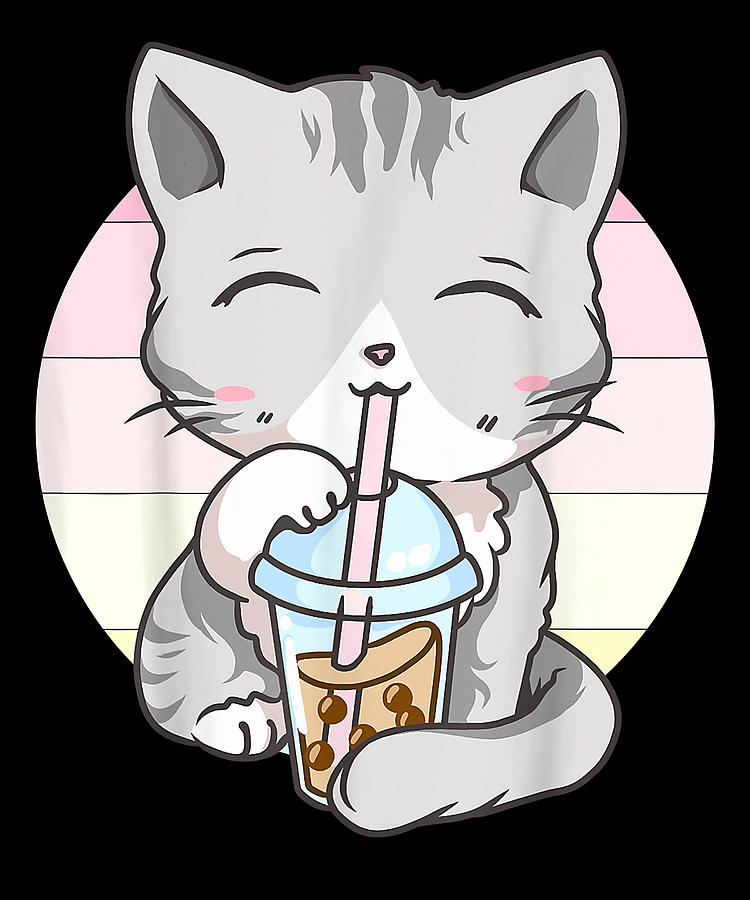 Courageous Passion Cute Kawaii Cat Boba Bubble Milk Tea Anime Neko ...