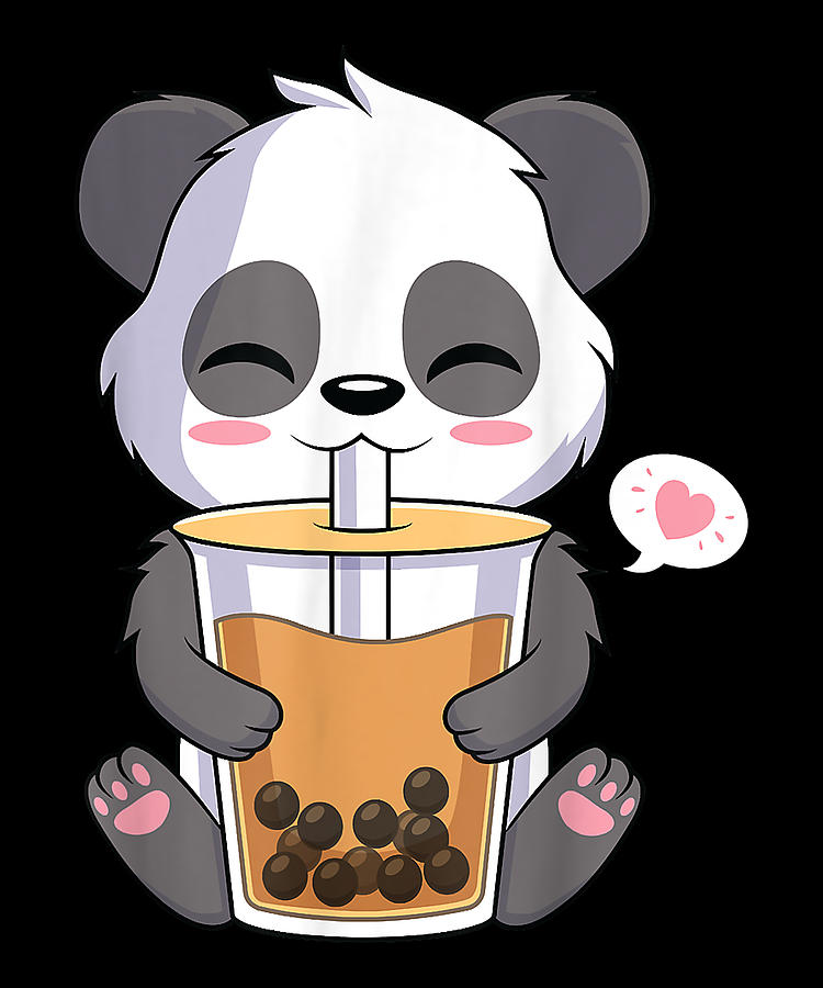 Courageous Strong Kawaii Anime Panda Drinking Boba Bubble Tea Gift