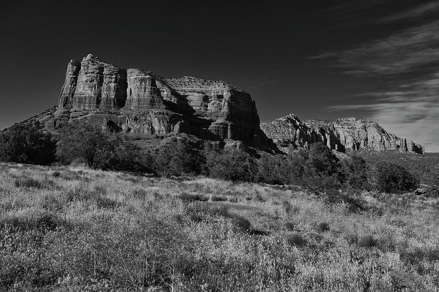 Courthouse Butte and Lee Mountain Black and White, Sedona Photograph by Chance Kafka