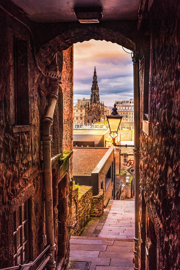 Courtyard Alley on the Scottish Royal Mile  Photograph by Debra and Dave Vanderlaan