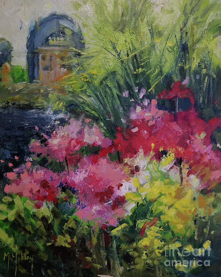 Courtyard Blooms Painting by Mary Hubley