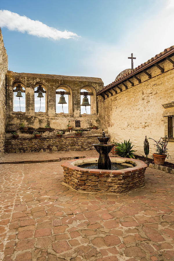 Courtyard in San Juan Capistrano mission Photograph by Steven Heap