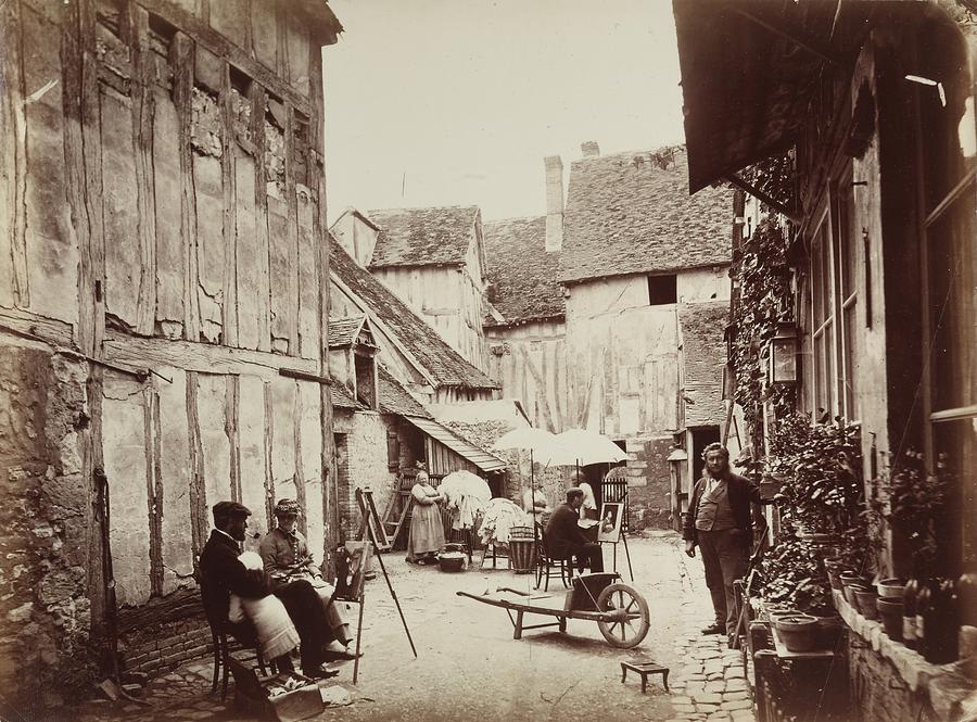 Courtyard With Painters Late 1860s France, 19th Century Painting