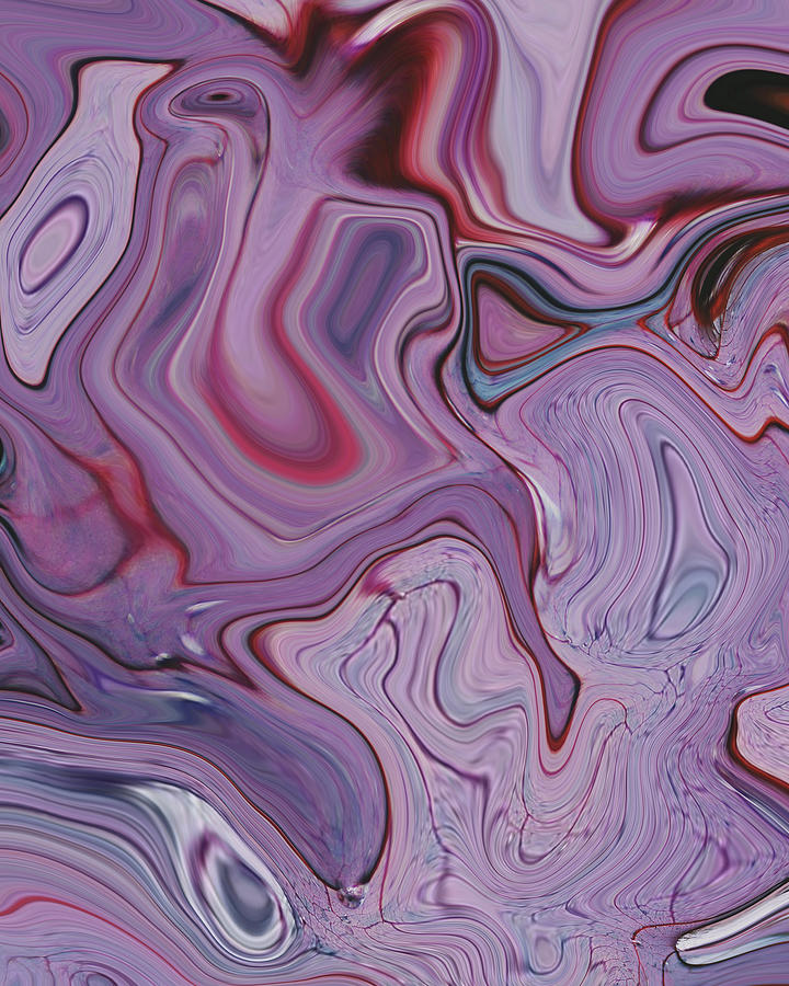 Cove - Contemporary Abstract - Fluid Painting - Marbling Art - Lavender Digital Art
