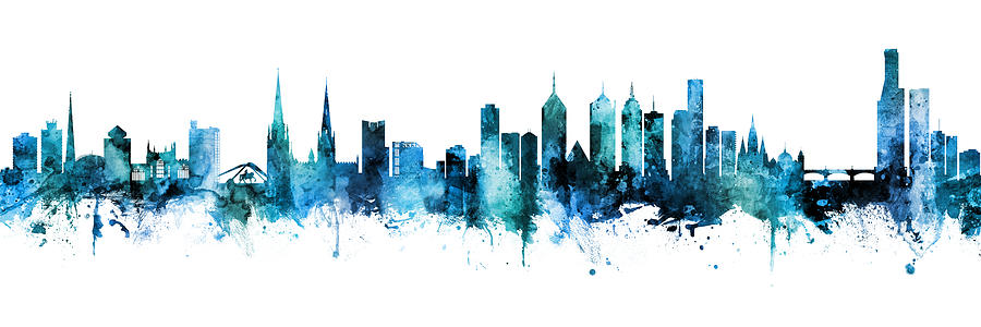 Skyline Digital Art - Coventry and Melbourne Skylines Mashup by Michael Tompsett