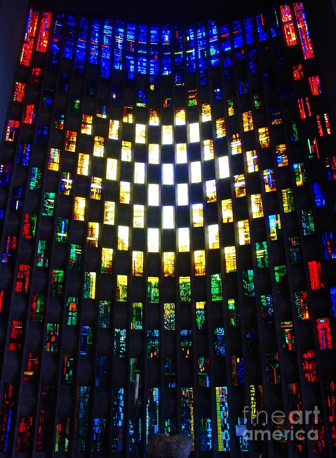Coventry Cathedral Photograph - Coventry Cathedral Baptismal Window, UK by Lesley Evered