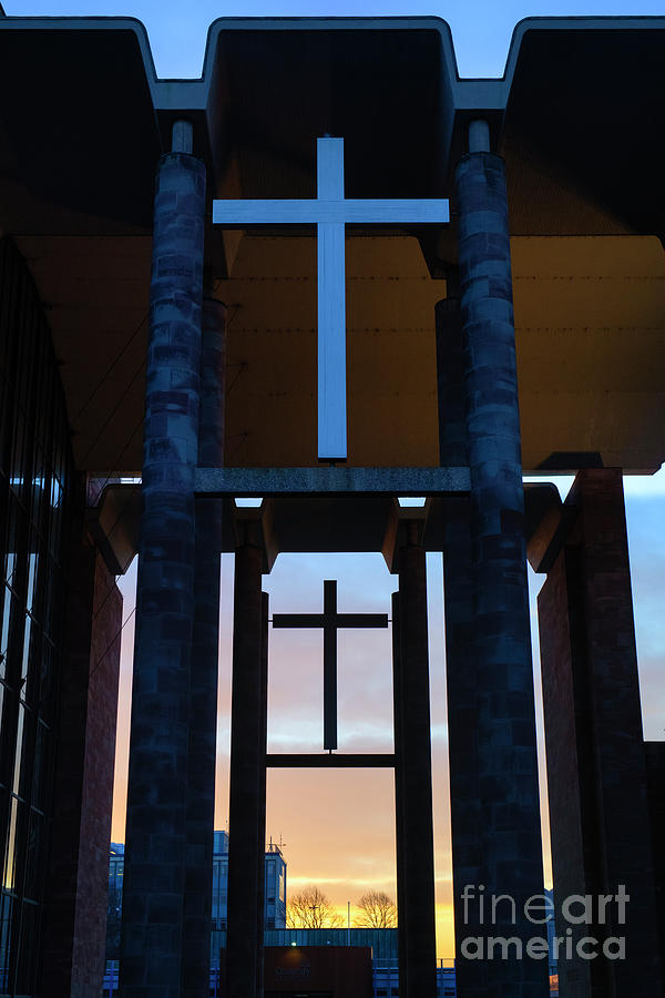 Coventry Cathedral Crosses at Sunrise Photograph by Tim Gainey